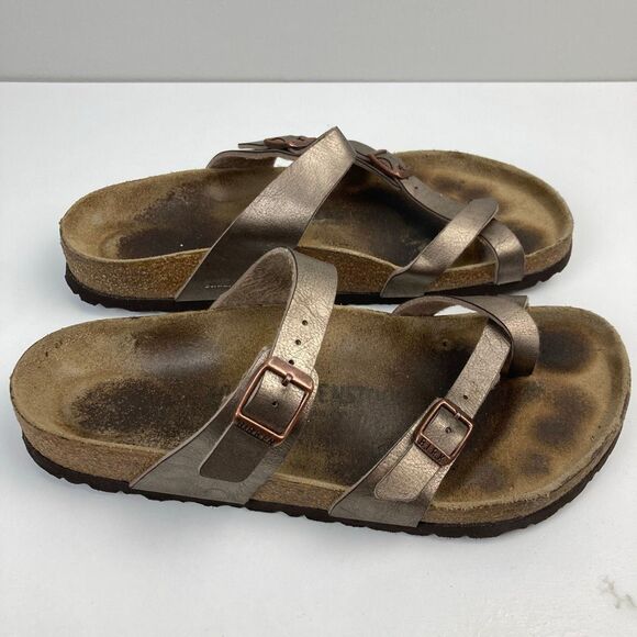 Birkenstock Mayari Sandal Birko-Flor Graceful Taupe Metallic Shimmery 40 EU 9 US - Picture 1 of 8